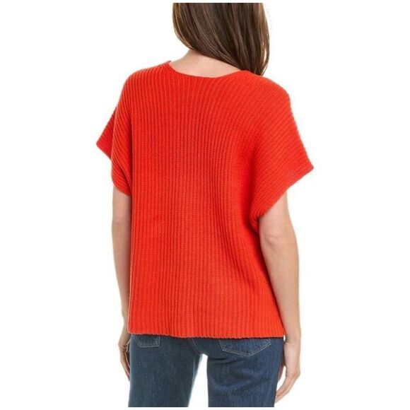 CAbi Ruby Red Slouchy Knit Pullover Short Sleeve V-Neck Sweater‎ - Picture 2 of 6